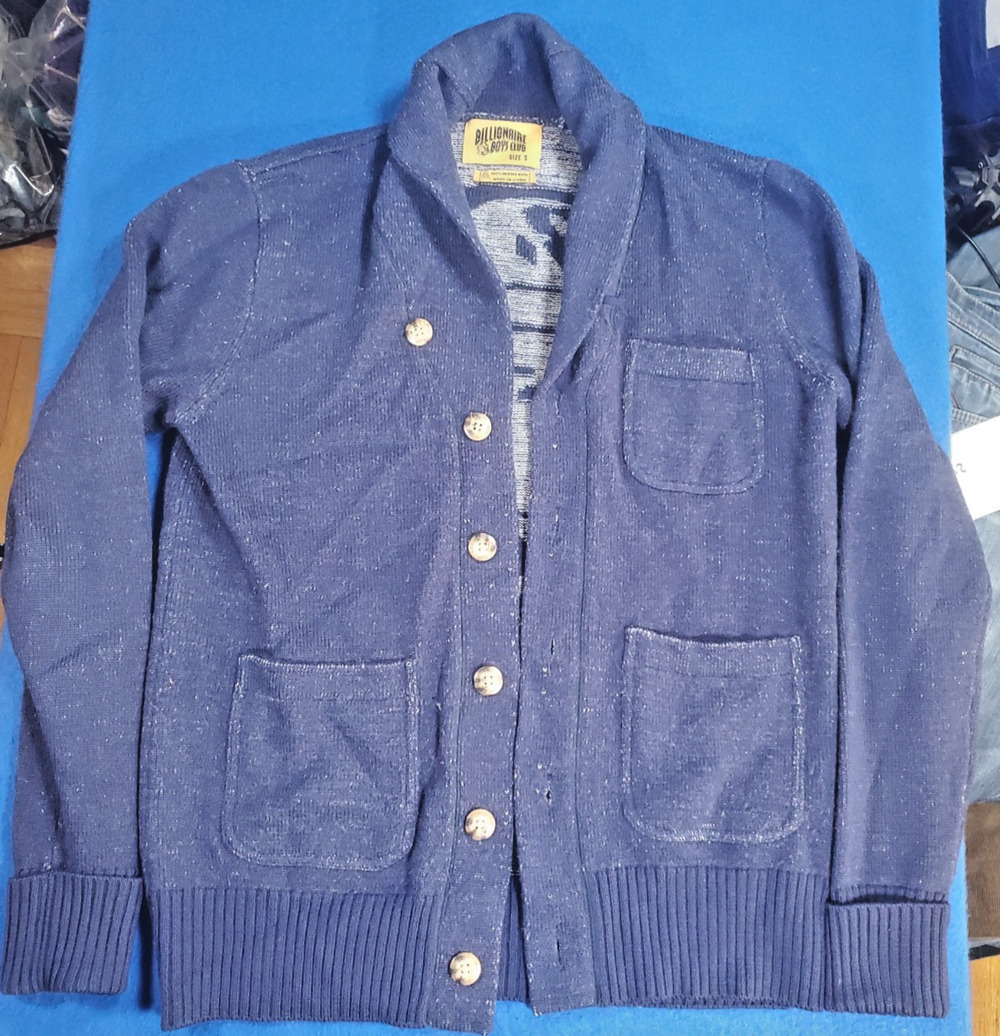 Billionaire Boys Club BBC Astronaut Knit Cardigan Sweater Merino Wool Men Small